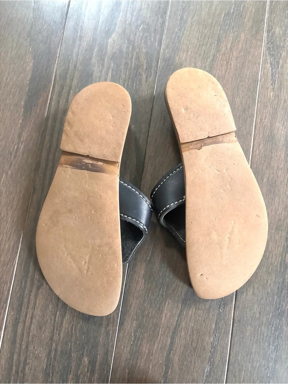 Kino Black Leather Thong Flip Flop Sandals- Made in Key West USA- Size 8